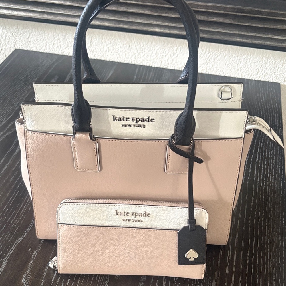 Kate Spade Blush and Cream Satchel with Wallet